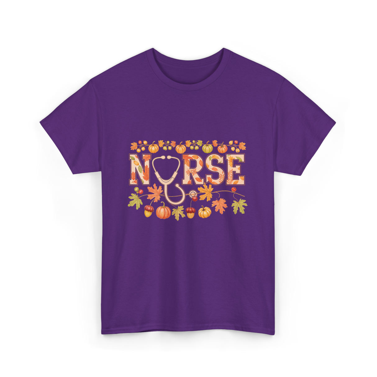 Nurse Autumn Stethoscope Nurse T-Shirt - Purple