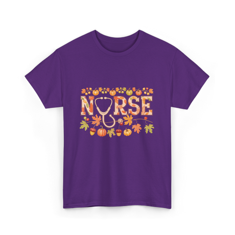 Nurse Autumn Stethoscope Nurse T-Shirt - Purple