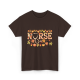 Nurse Autumn Stethoscope Nurse T-Shirt - Dark Chocolate