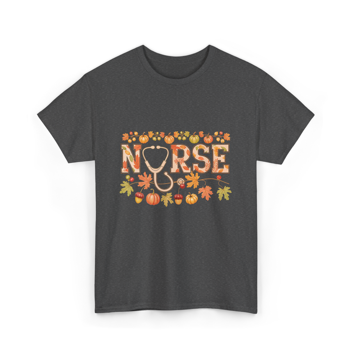 Nurse Autumn Stethoscope Nurse T-Shirt - Dark Heather