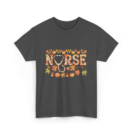 Nurse Autumn Stethoscope Nurse T-Shirt - Dark Heather