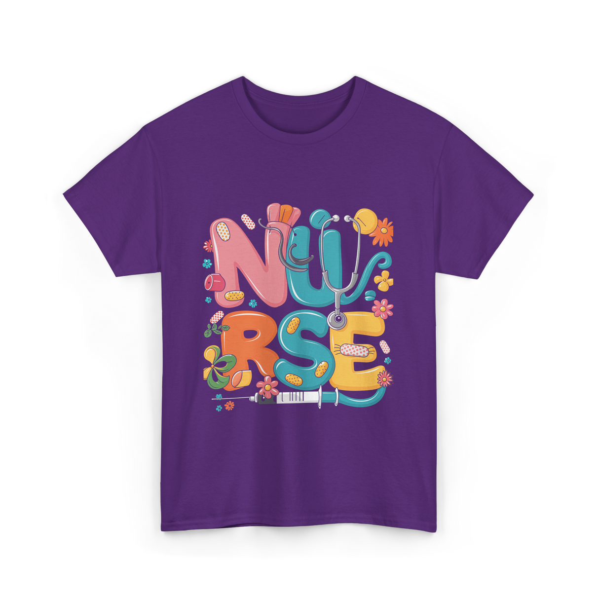 Nurse Healthcare Stethoscope Medicine T-Shirt - Purple