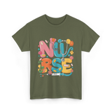 Nurse Healthcare Stethoscope Medicine T-Shirt - Military Green