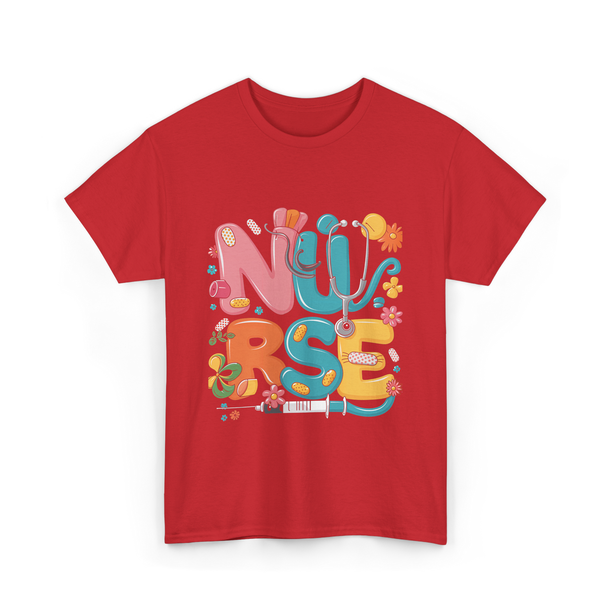 Nurse Healthcare Stethoscope Medicine T-Shirt - Red