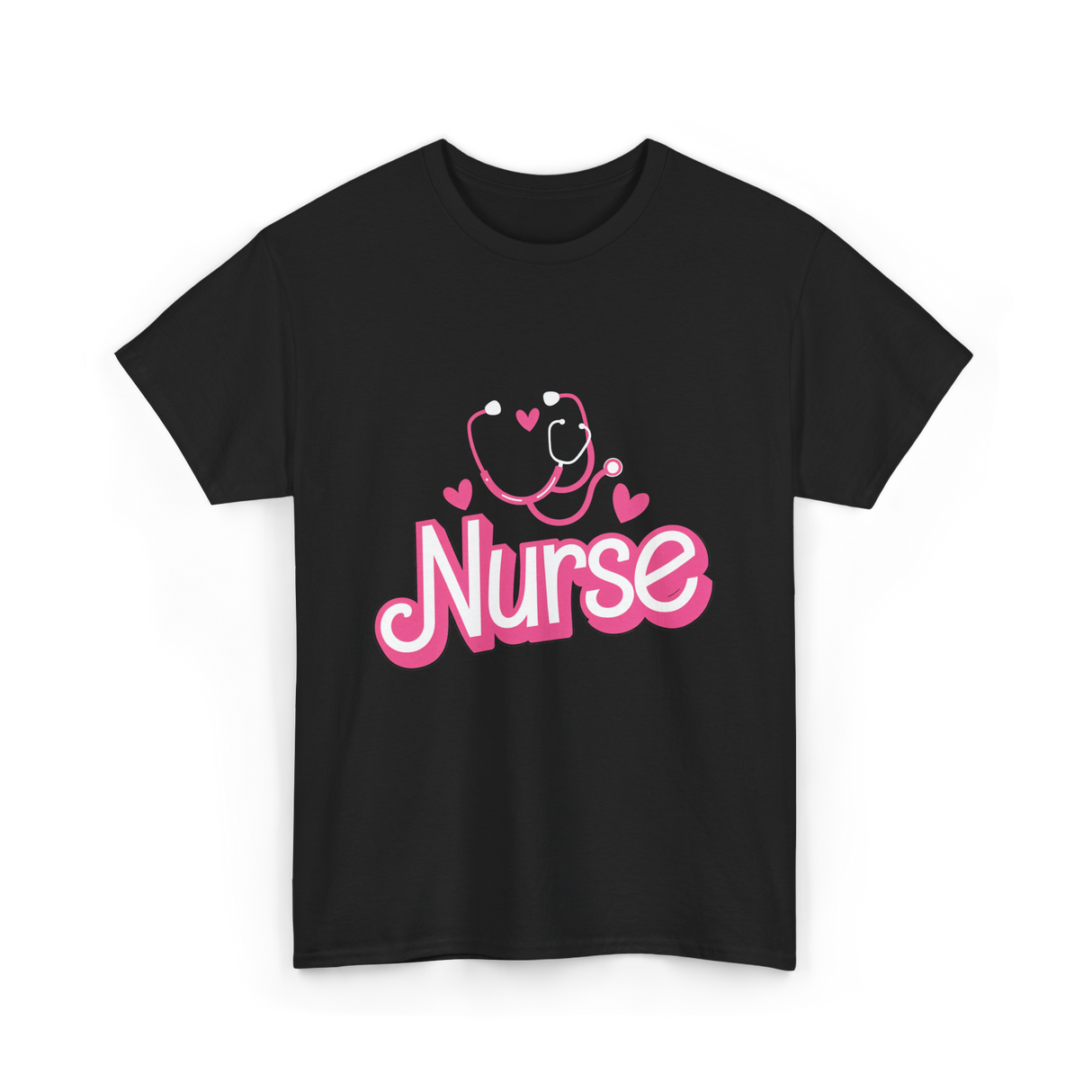 Nurse Heart Stethoscope Nurse T-Shirt - Black