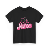 Nurse Heart Stethoscope Nurse T-Shirt - Black