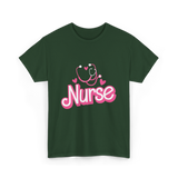 Nurse Heart Stethoscope Nurse T-Shirt - Forest Green