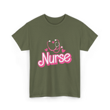 Nurse Heart Stethoscope Nurse T-Shirt - Military Green