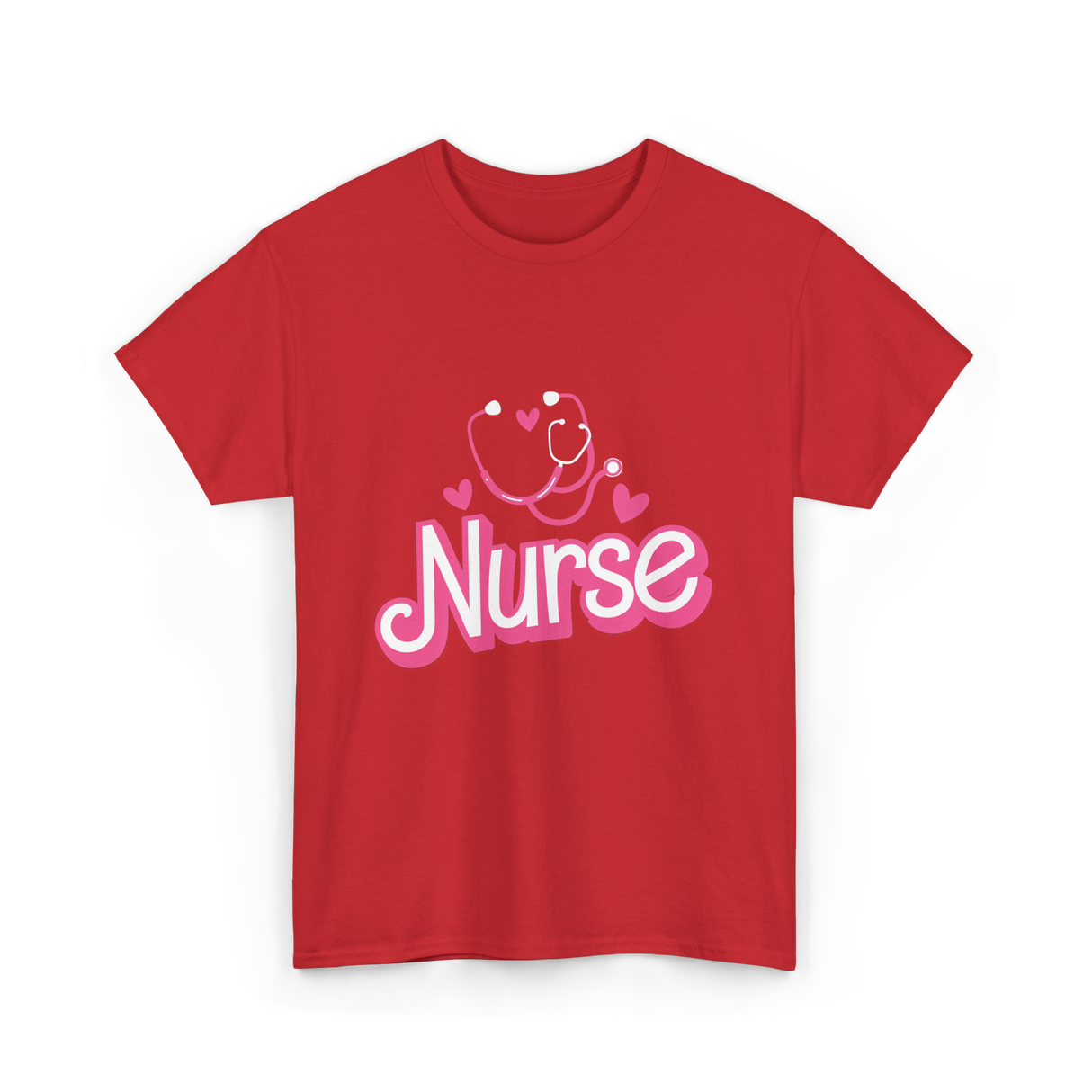 Nurse Heart Stethoscope Nurse T-Shirt - Red