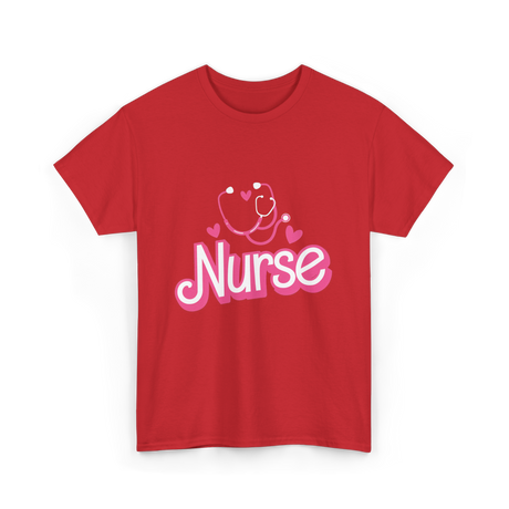 Nurse Heart Stethoscope Nurse T-Shirt - Red