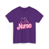 Nurse Heart Stethoscope Nurse T-Shirt - Purple