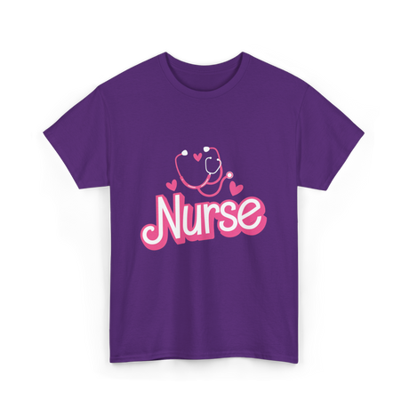 Nurse Heart Stethoscope Nurse T-Shirt - Purple