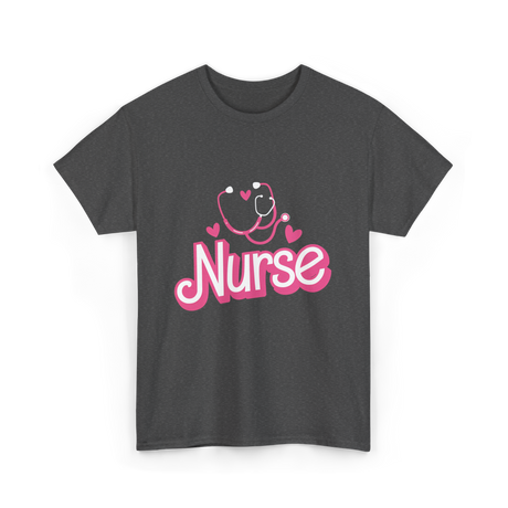 Nurse Heart Stethoscope Nurse T-Shirt - Dark Heather