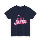 Nurse Heart Stethoscope Nurse T-Shirt - Navy