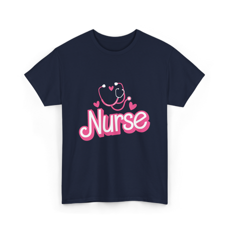 Nurse Heart Stethoscope Nurse T-Shirt - Navy