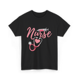 Nurse Heart Syringe Nursing T-Shirt - Black