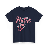 Nurse Heart Syringe Nursing T-Shirt - Navy