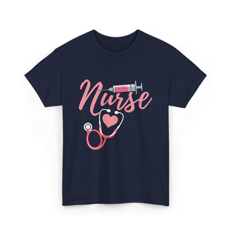 Nurse Heart Syringe Nursing T-Shirt - Navy