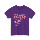 Nurse Heart Syringe Nursing T-Shirt - Purple