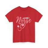 Nurse Heart Syringe Nursing T-Shirt - Red