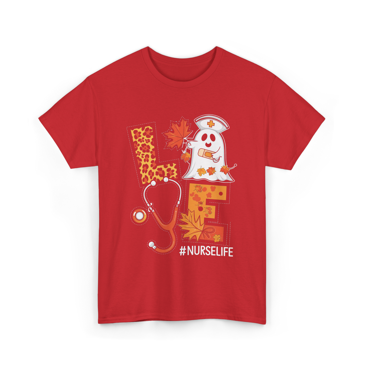 Nurse Life Ghost Halloween Nurse T-Shirt - Red