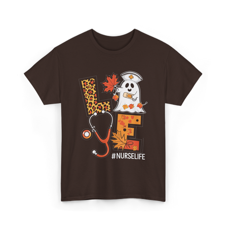 Nurse Life Ghost Halloween Nurse T-Shirt - Dark Chocolate