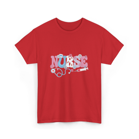 Nurse Retro Design Nursing T-Shirt - Red