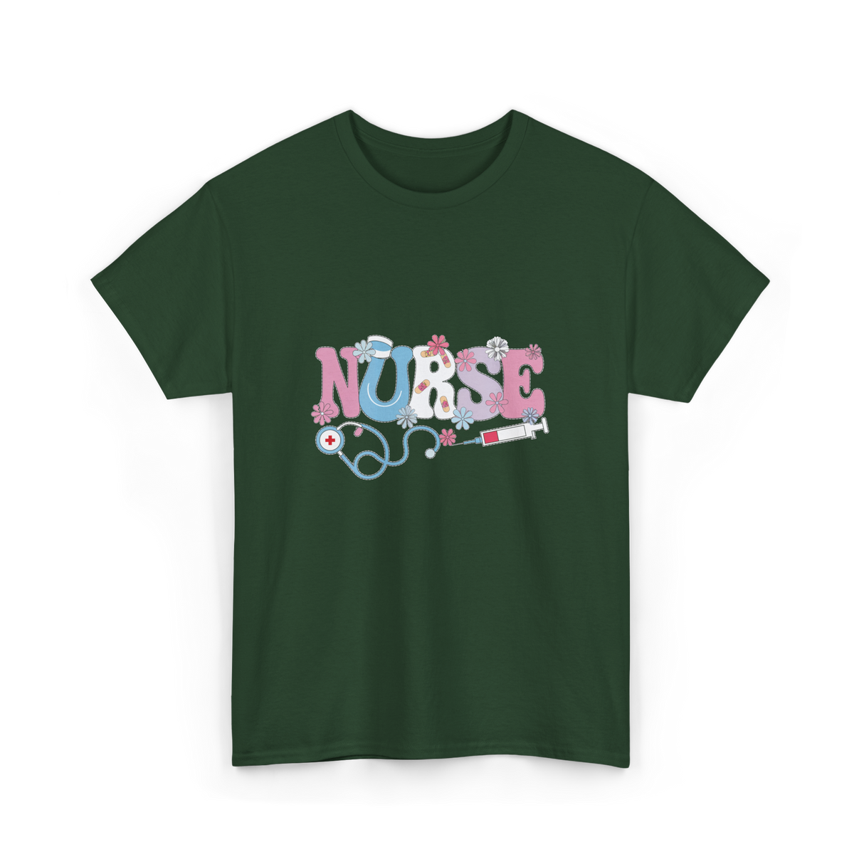 Nurse Retro Design Nursing T-Shirt - Forest Green