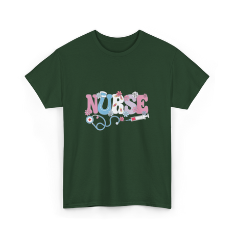 Nurse Retro Design Nursing T-Shirt - Forest Green