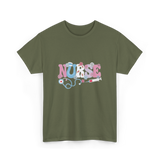 Nurse Retro Design Nursing T-Shirt - Military Green