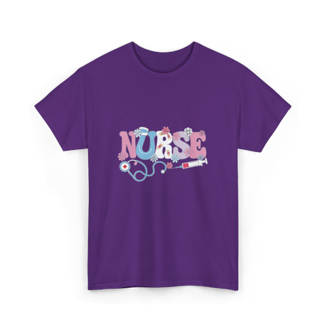 Nurse Retro Design Nursing T-Shirt - Purple