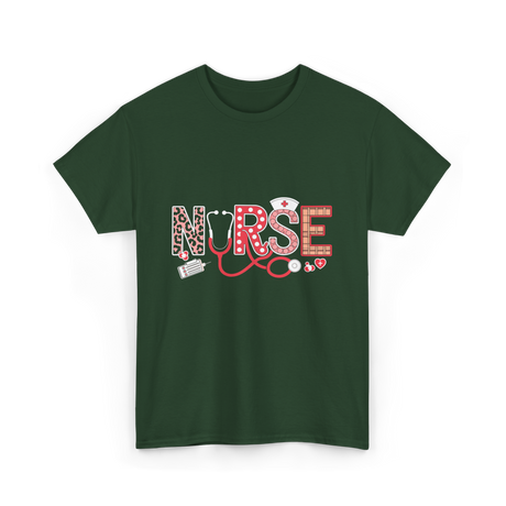 Nurse Stethoscope Life Nurses T-Shirt - Forest Green