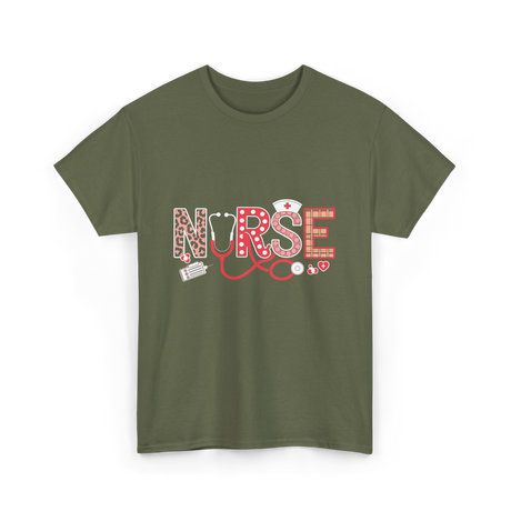 Nurse Stethoscope Life Nurses T-Shirt - Military Green