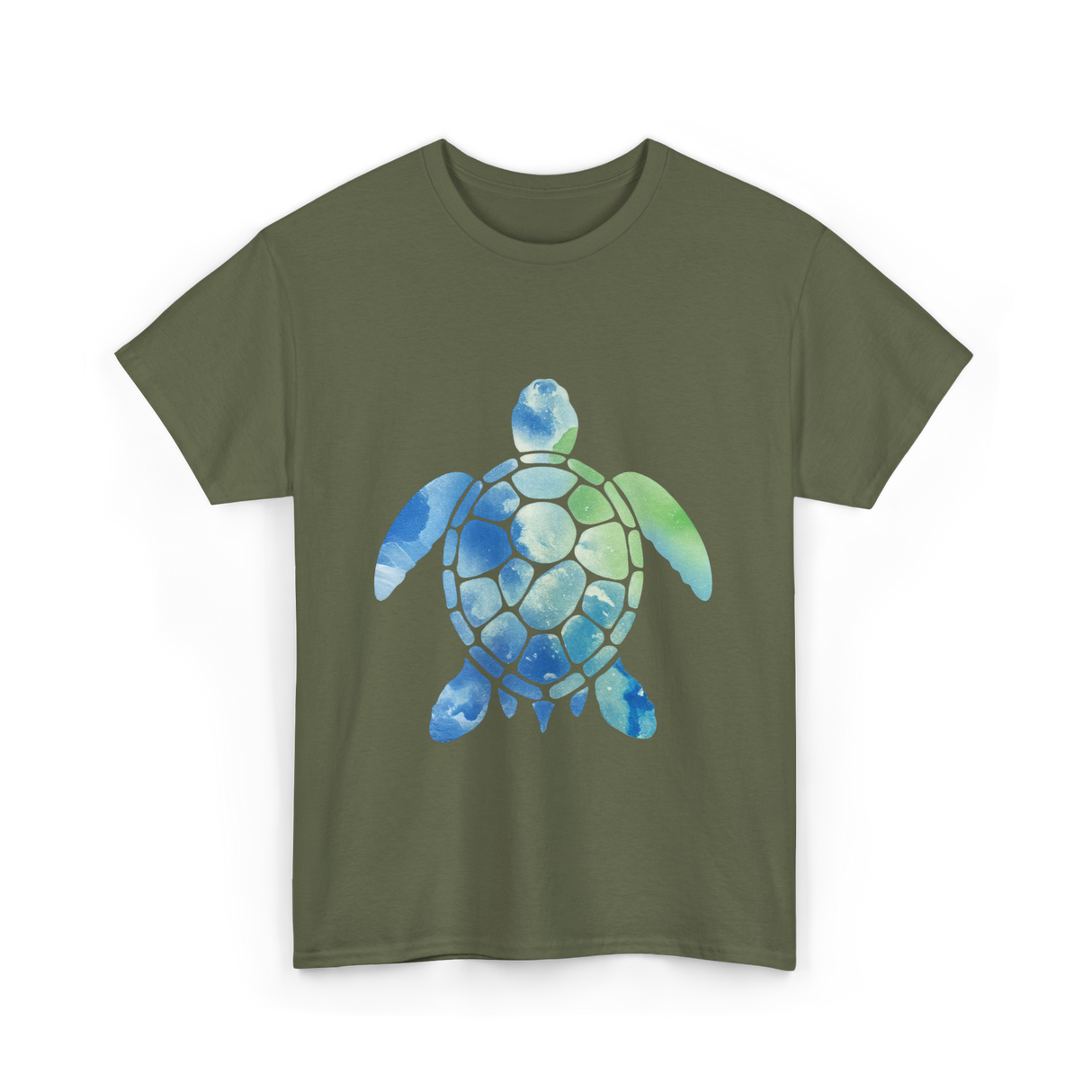 Ocean Animals Turtle T-Shirt - Military Green