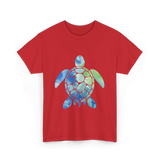 Ocean Animals Turtle T-Shirt - Red