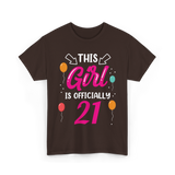 Officially 21 Girls Birthday T-Shirt - Dark Chocolate