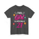 Officially 21 Girls Birthday T-Shirt - Dark Heather