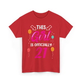 Officially 21 Girls Birthday T-Shirt - Red