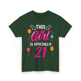 Officially 21 Girls Birthday T-Shirt - Forest Green