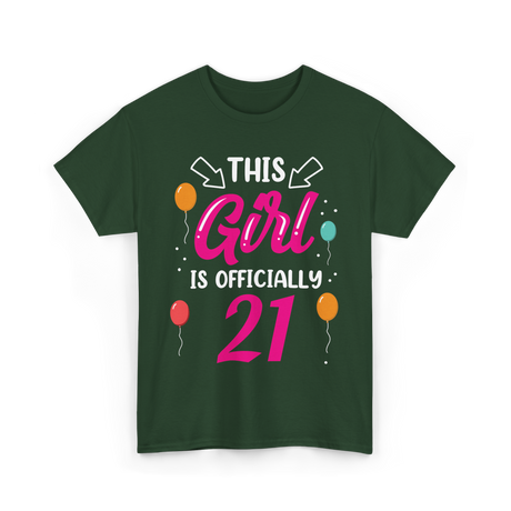 Officially 21 Girls Birthday T-Shirt - Forest Green