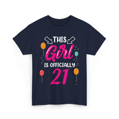 Officially 21 Girls Birthday T-Shirt - Navy