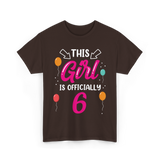 Officially 6 Birthday Girl T-Shirt - Dark Chocolate