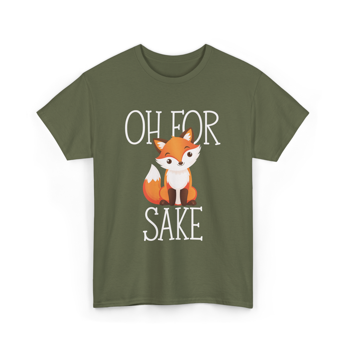 Oh For Sake Fox Animal T-Shirt - Military Green