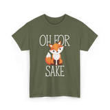 Oh For Sake Fox Animal T-Shirt - Military Green