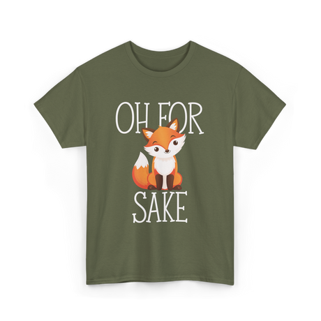 Oh For Sake Fox Animal T-Shirt - Military Green