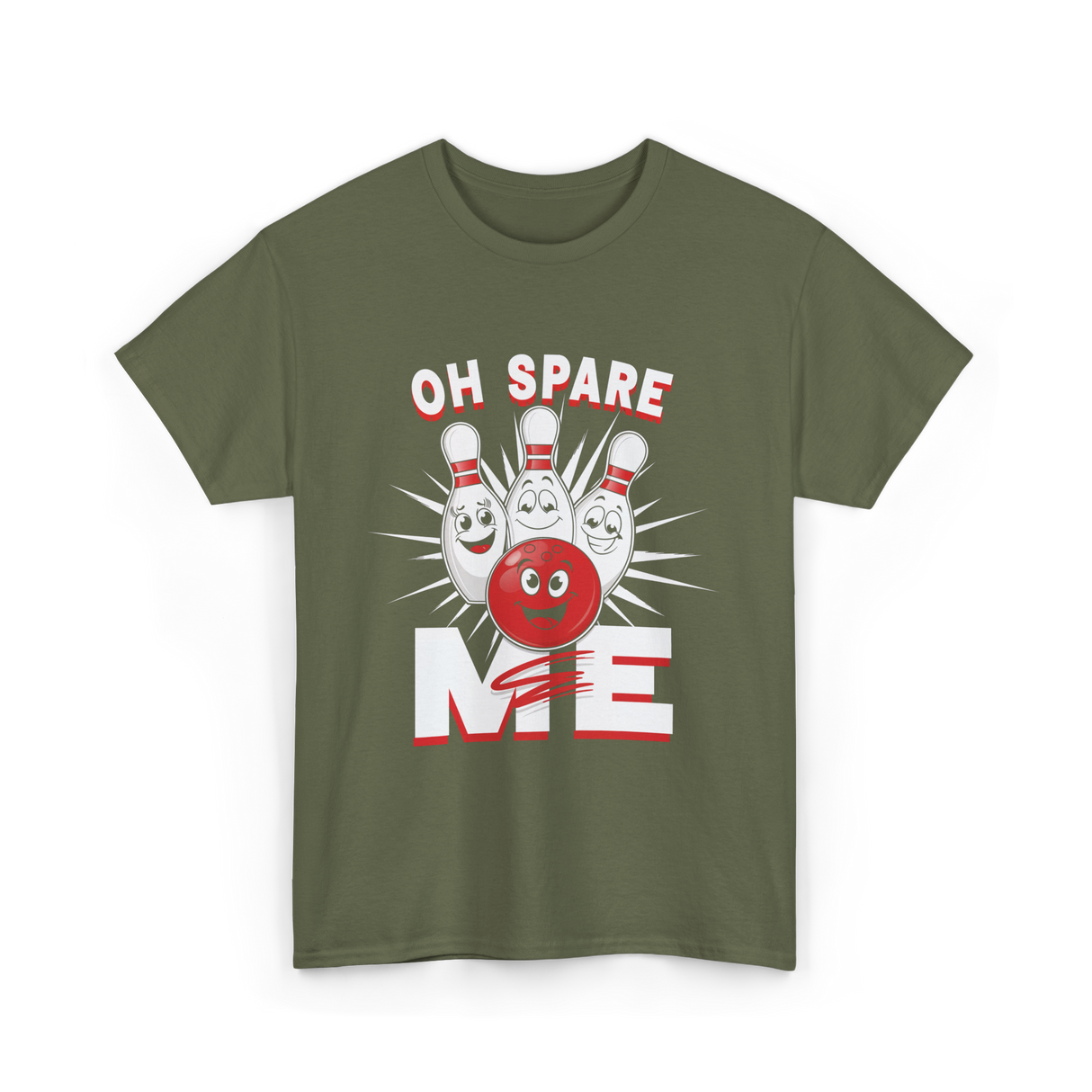 Oh Spare Me Bowling T-Shirt - Military Green