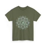 Om Meditation Mandala Design T-Shirt - Military Green
