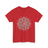 Om Meditation Mandala Design T-Shirt - Red