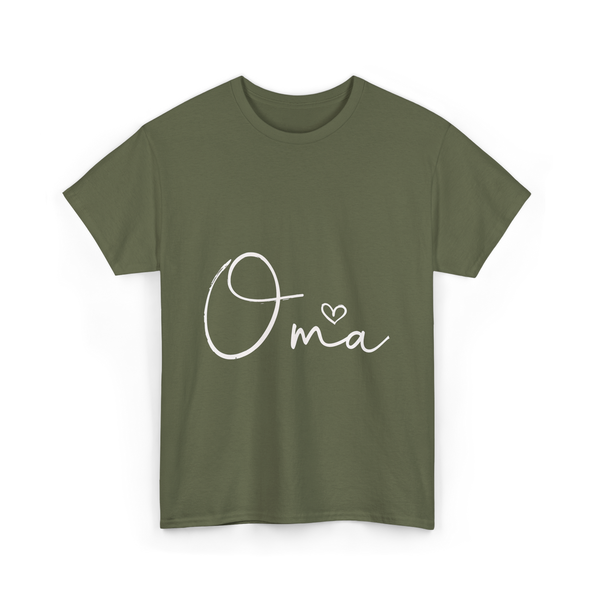 Oma Heart Grandma Family T-Shirt - Military Green