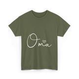 Oma Heart Grandma Family T-Shirt - Military Green